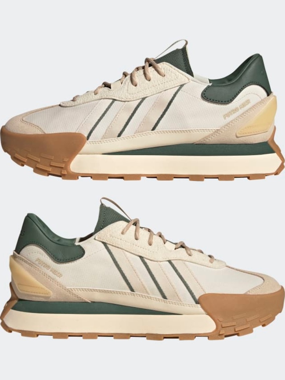 adidas Cream & Green Low-Top Retro Sneakers
